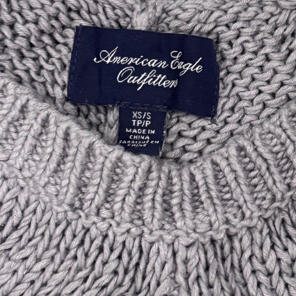 American Eagle Outfitters Gray Knit Poncho with Fringe - Picture 2 of 4